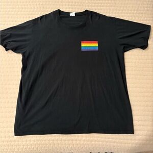 Black T-Shirt with Rainbow Patch
